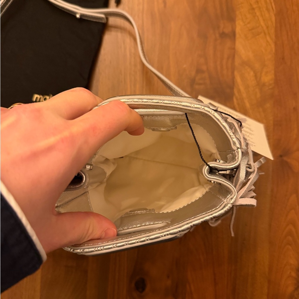 NWT Maje Silver Fringe Crossbody Bag - Picture 3 of 3
